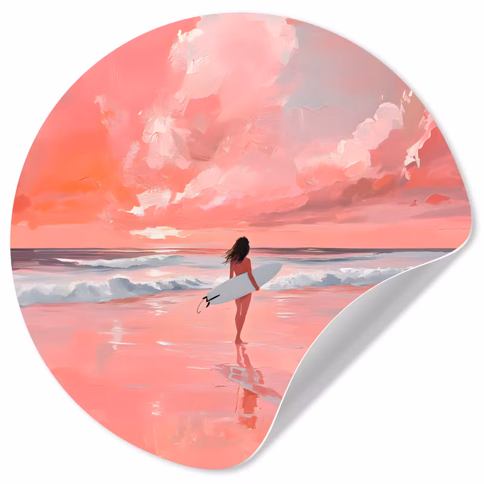 Behangcirkel - Roze - Surfen - Zee — 1
