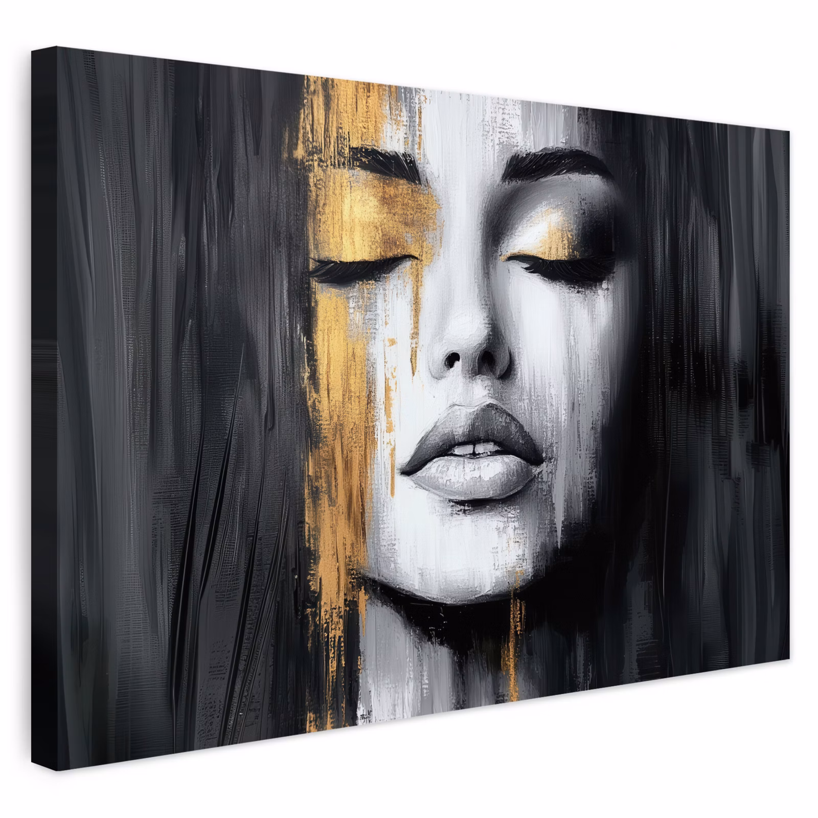 Buiten canvas - Gezicht - Vrouw - Penseelstreken - Abstract — 1