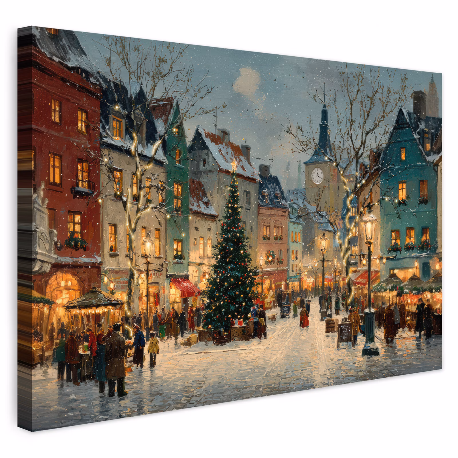 Buiten canvas - Kerstsfeer - Stadsplein - Kleurrijk — 1