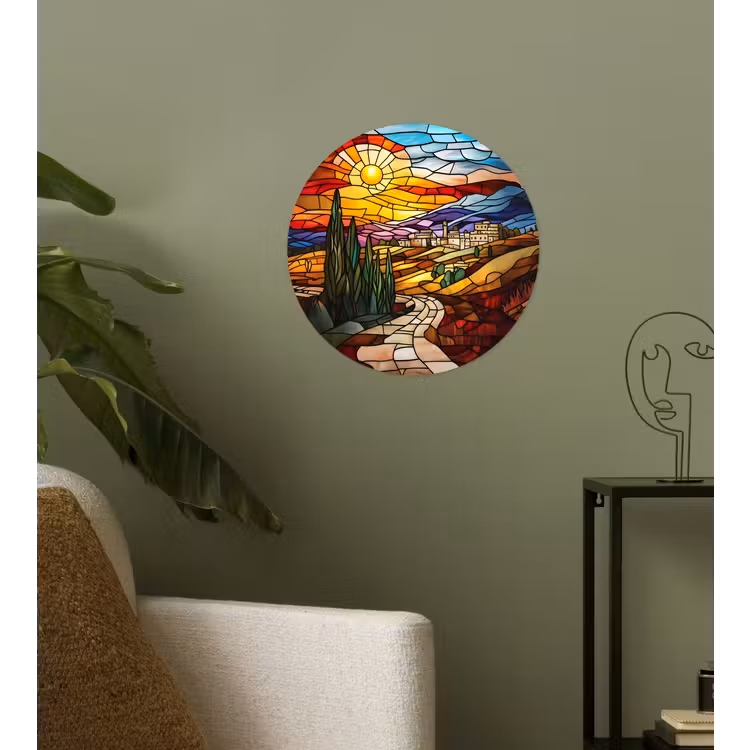 Behangcirkel - Mozaïek - Zon - Landschap - Dorp — 3