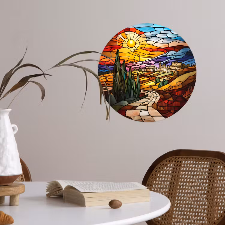 Behangcirkel - Mozaïek - Zon - Landschap - Dorp — 4