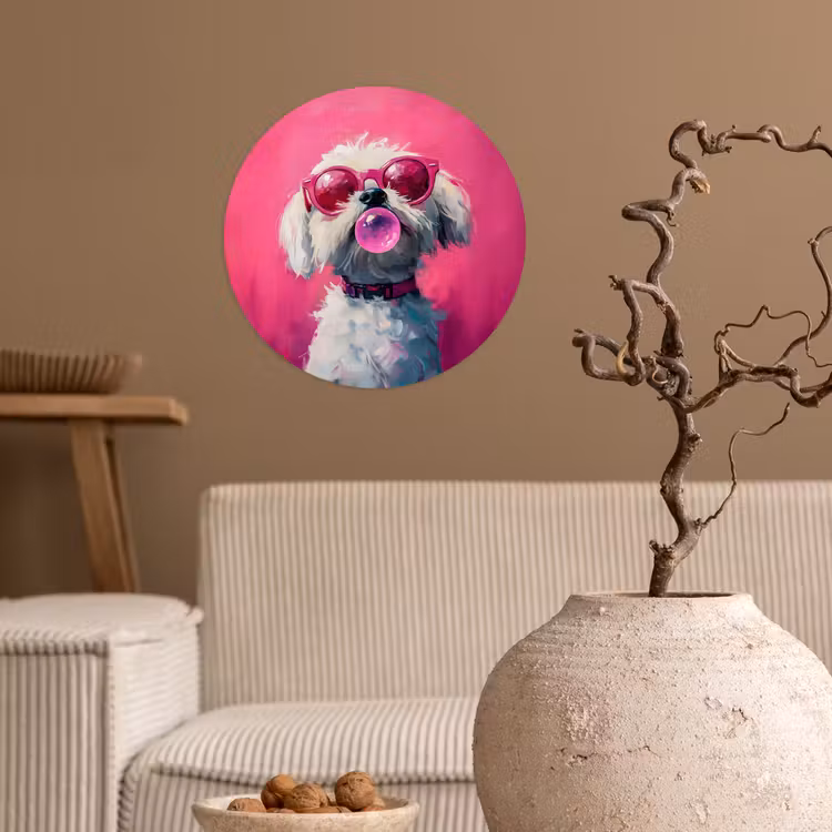 Behangcirkel - Pink - Hond - Bubbel — 2