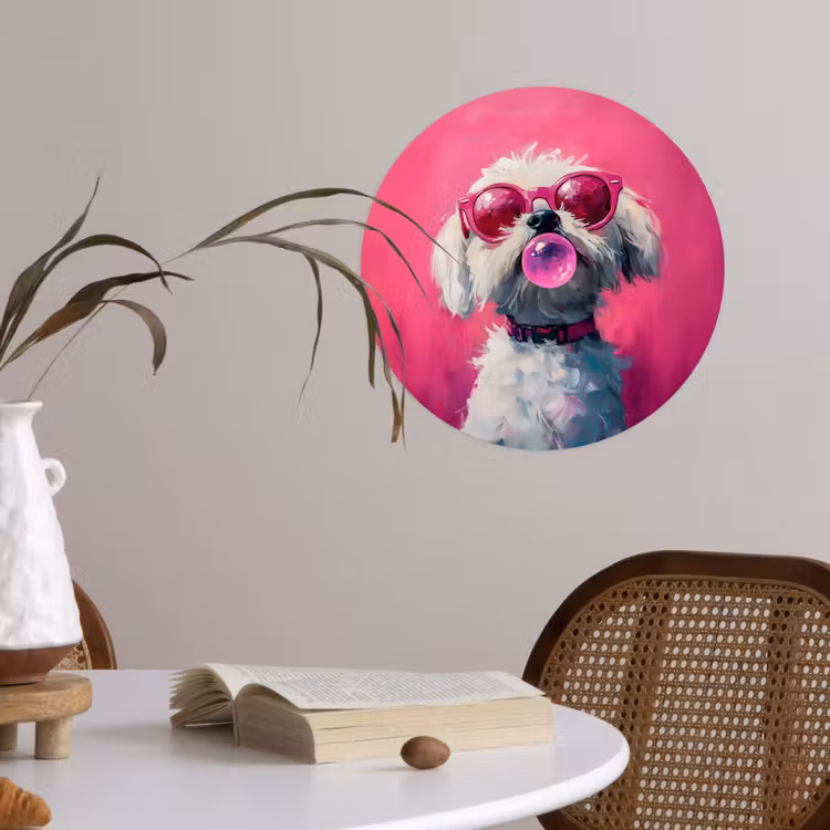 Behangcirkel - Pink - Hond - Bubbel — 4