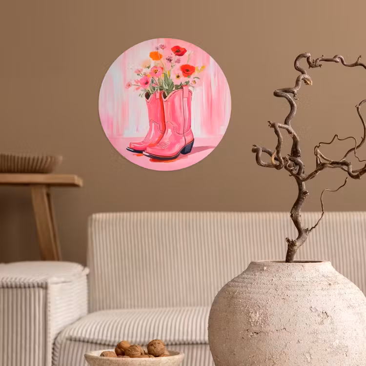 Behangcirkel - Roze - Bloemen - Cowboy — 2