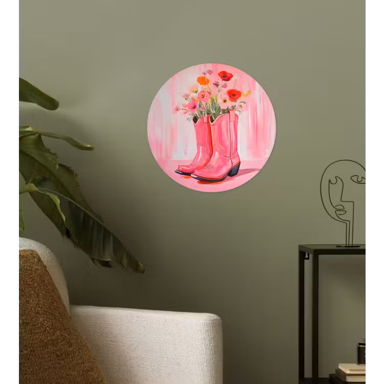 Behangcirkel - Roze - Bloemen - Cowboy — 3