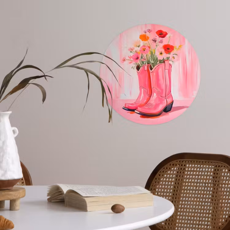 Behangcirkel - Roze - Bloemen - Cowboy — 4