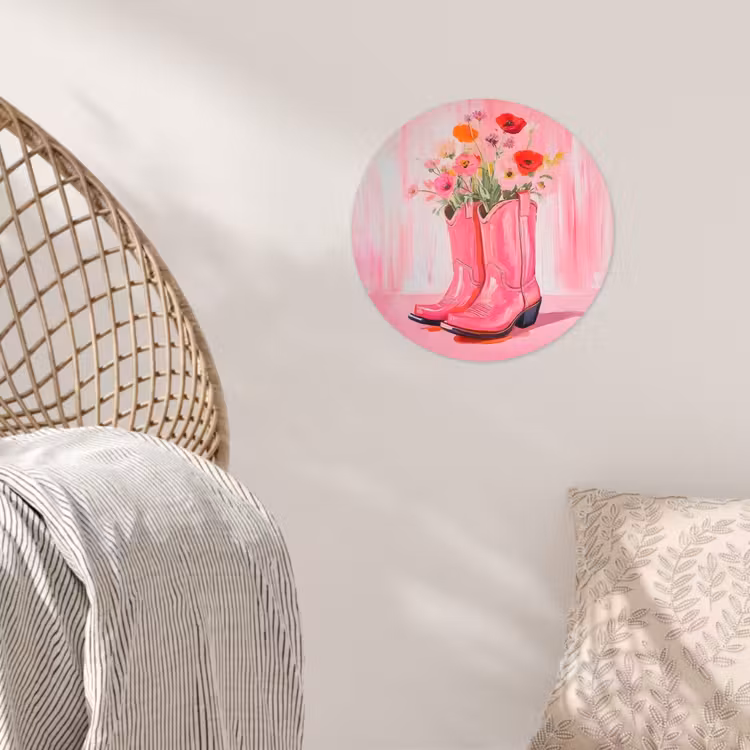 Behangcirkel - Roze - Bloemen - Cowboy — 5