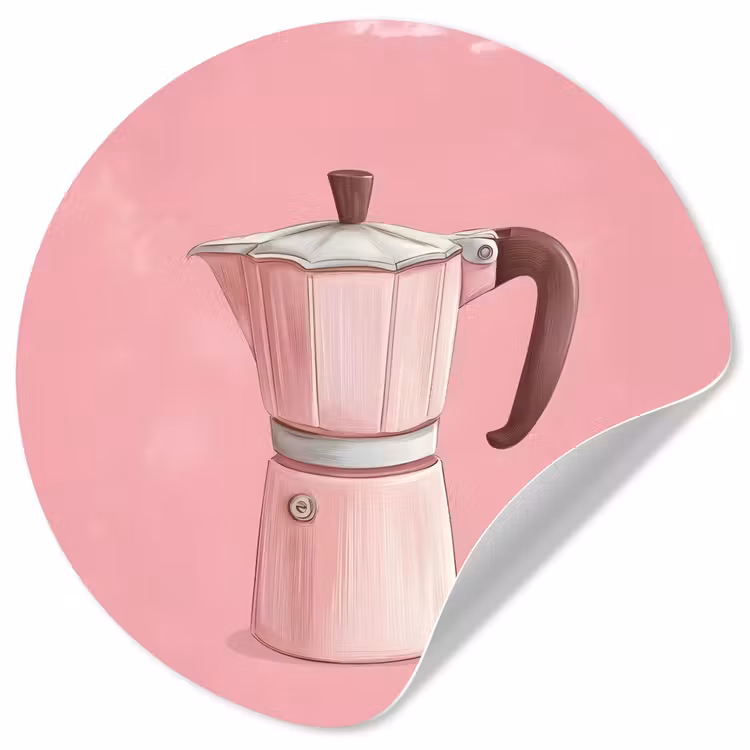 Behangcirkel - Roze - Mokkapot - Illustratie - Koffie — 1