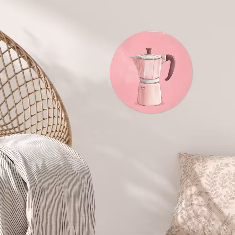Behangcirkel - Roze - Mokkapot - Illustratie - Koffie — 5