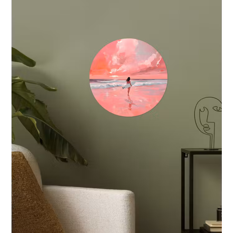 Behangcirkel - Roze - Surfen - Zee — 3