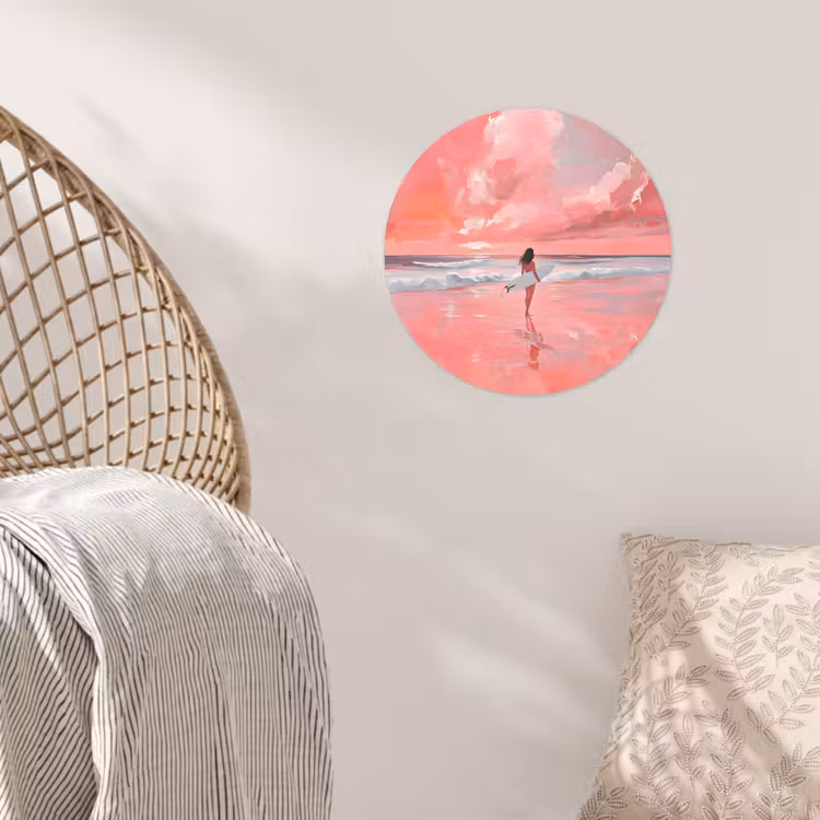 Behangcirkel - Roze - Surfen - Zee — 5