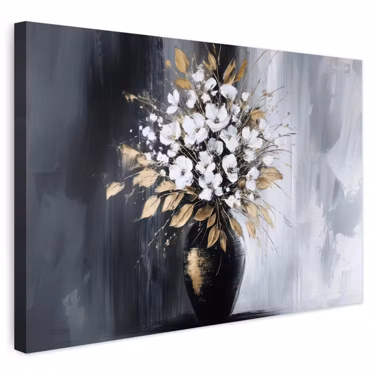 Buiten canvas - Bloemen - Wit - Vaas - Abstract — 1