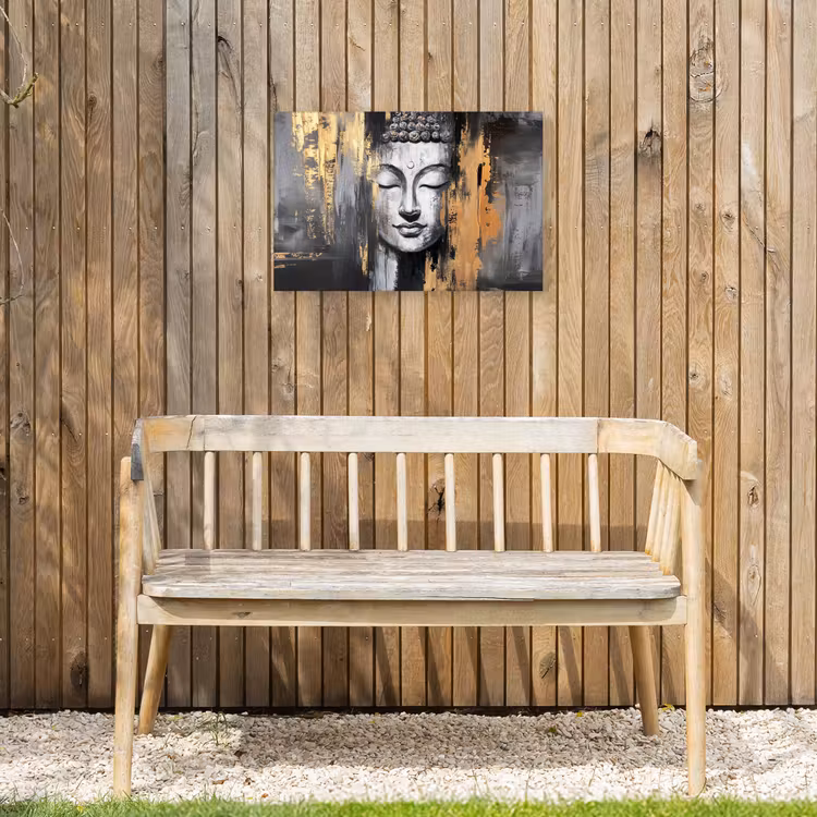 Buiten canvas - Boedhha - Penseelstreken - Goud - Abstract — 3