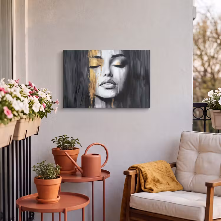 Buiten canvas - Gezicht - Vrouw - Penseelstreken - Abstract — 4