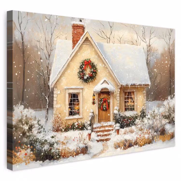Buiten canvas - Kerst - Huis - Winter - Sneeuw — 1