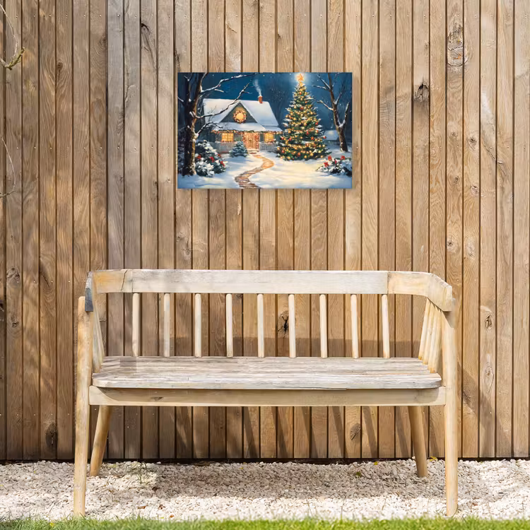 Buiten canvas - Kerst - Kerstboom - Winter - Huis - Sneeuw — 3