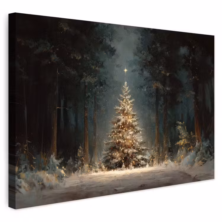 Buiten canvas - Kerstboom - Bos - Sneeuw - meerkleurig — 1