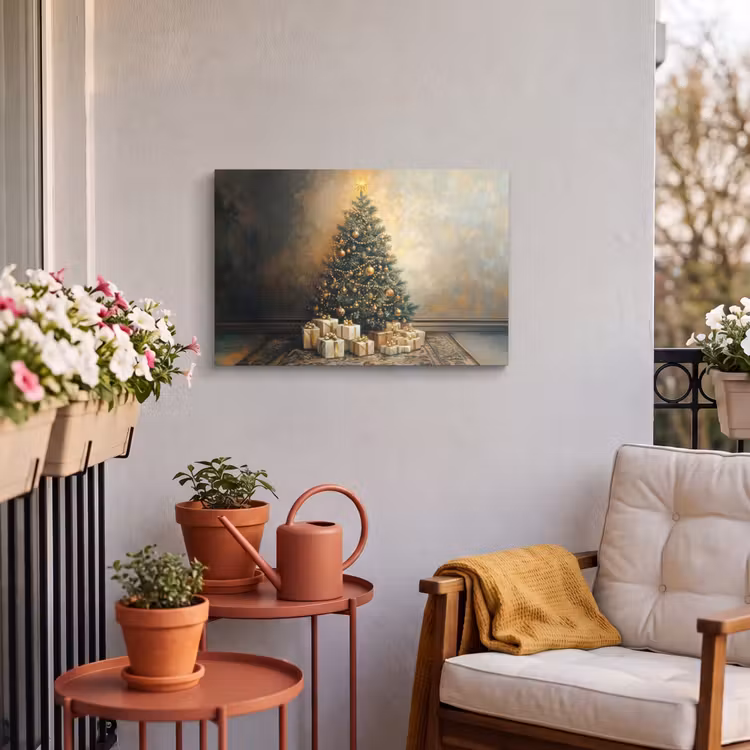 Buiten canvas - Kerstboom - Cadeaus - Goud — 3