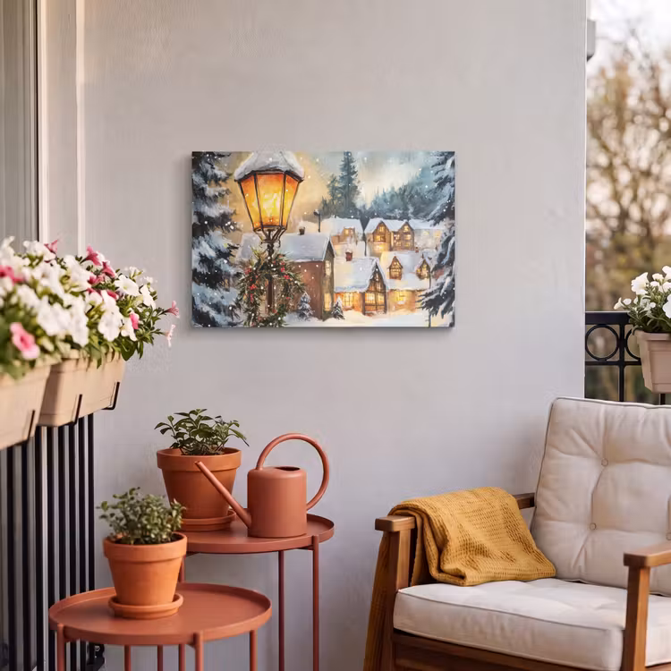Buiten canvas - Kerstdorp - Huizen - Sneeuw - Kerst — 4