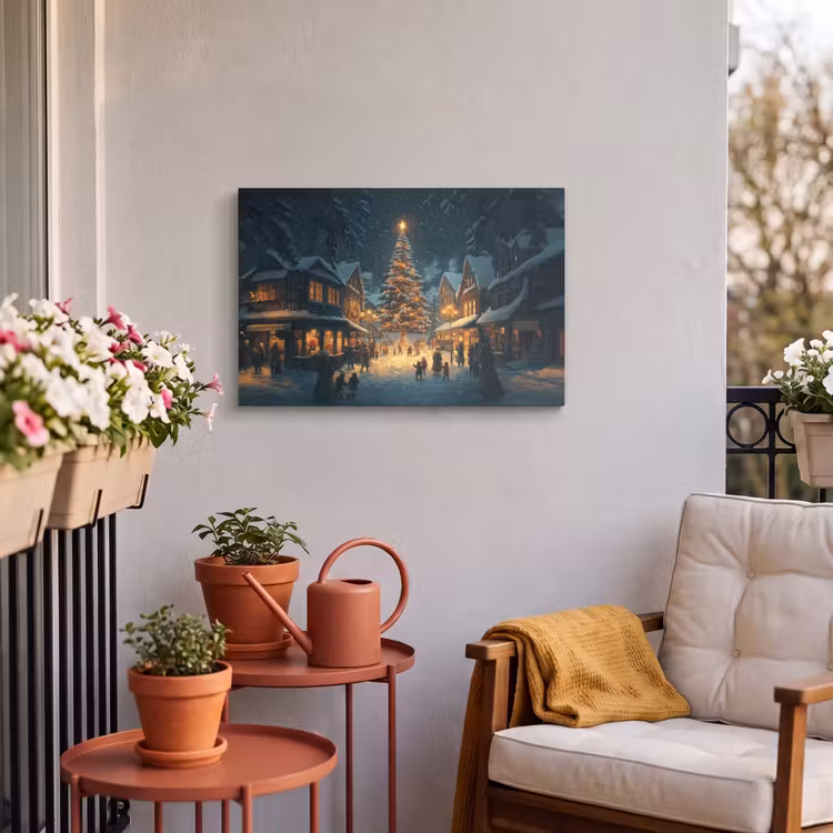 Buiten canvas - Kerstfeest - Dorp - Donker — 3