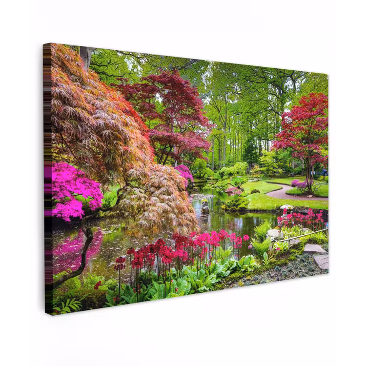 Buiten canvas - Kleurrijke Japanse tuin — 1