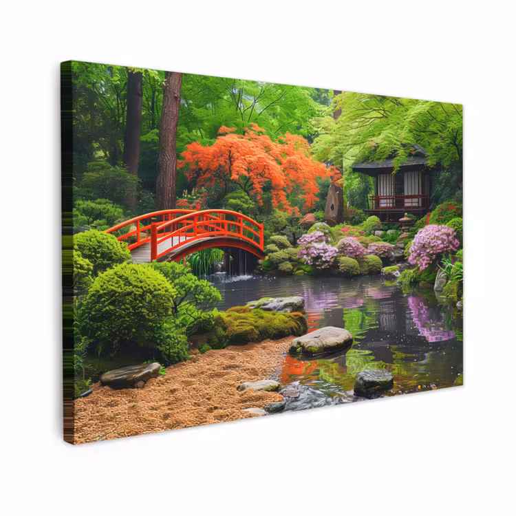 Buiten canvas - Kleurrijke Japanse Tuin — 1