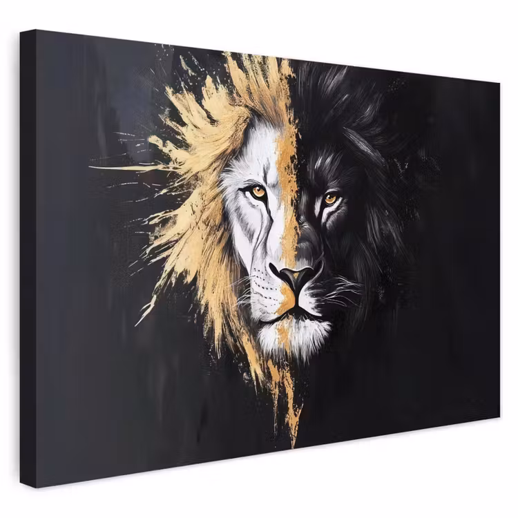 Buiten canvas - Leeuw - Gesplitst - Zwart - Lijn — 1