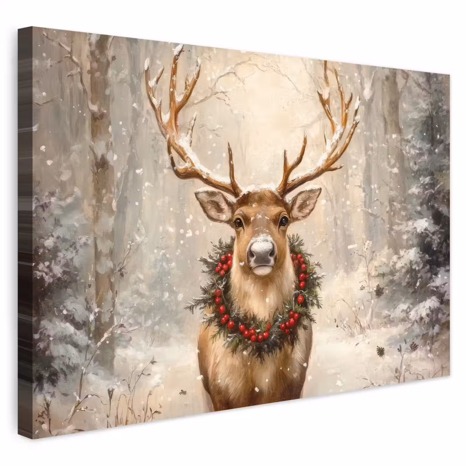 Buiten canvas - Kerst - Rendier - Winter - Krans — 1