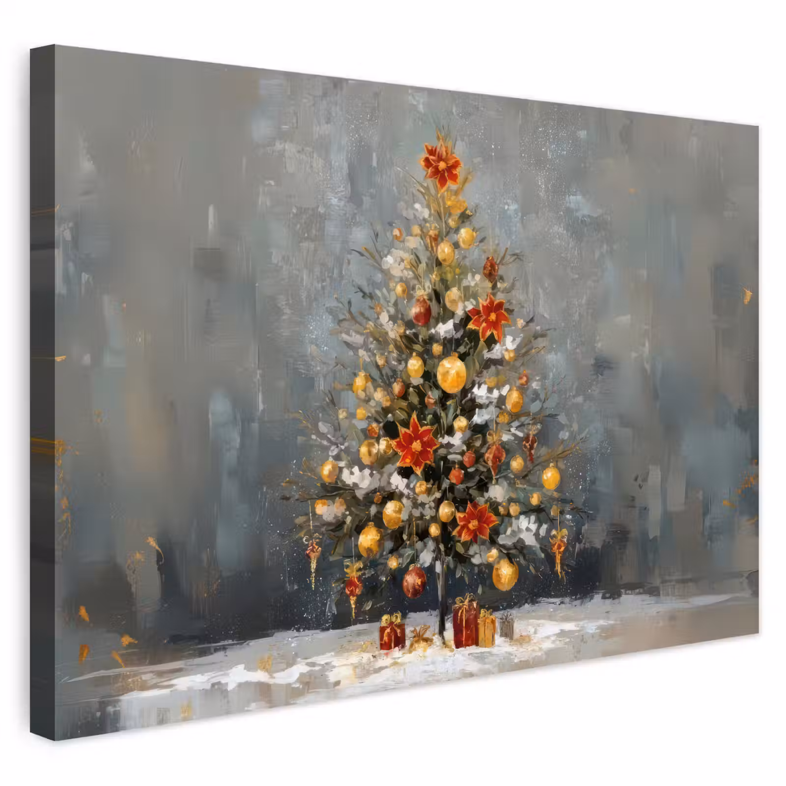 Buiten canvas - Kerstboom - Cadeaus - Rood - Goud — 1