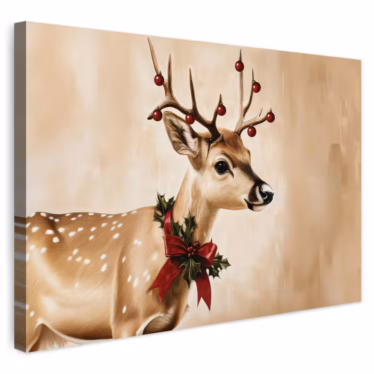Buiten canvas - Gewei - Kerst - Rendier - Rood — 1