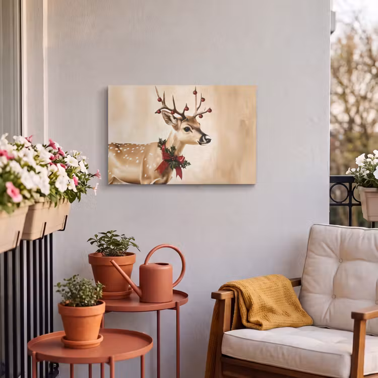Buiten canvas - Gewei - Kerst - Rendier - Rood — 3