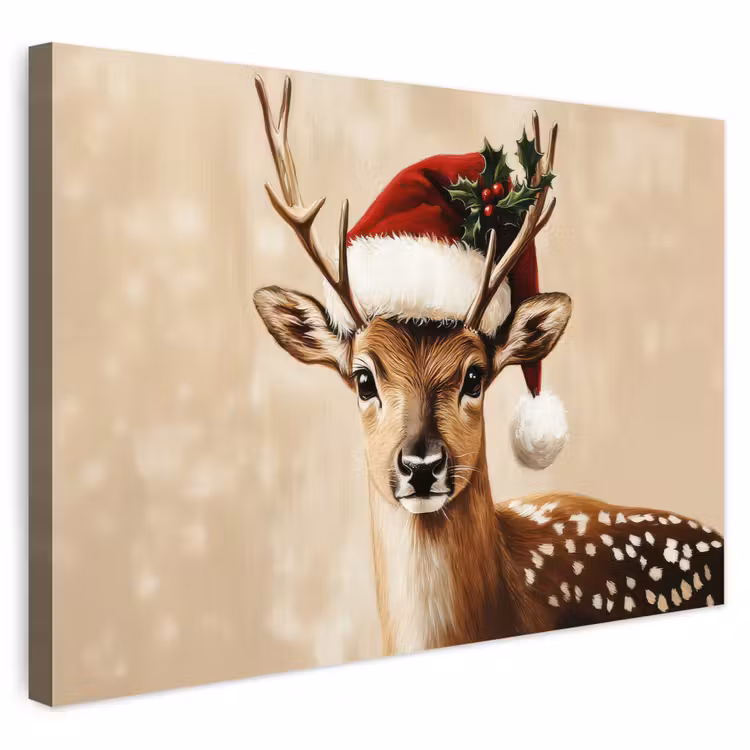 Buiten canvas - Kerst - Hert - Gewei - Rood — 1