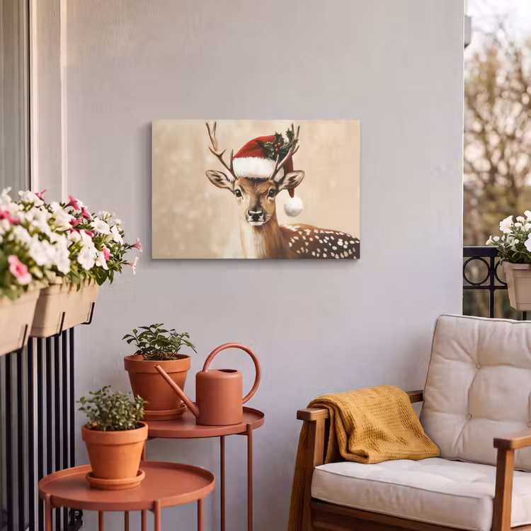 Buiten canvas - Kerst - Hert - Gewei - Rood — 3