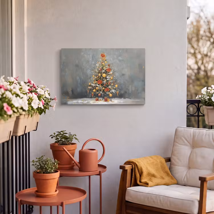 Buiten canvas - Kerstboom - Cadeaus - Rood - Goud — 3