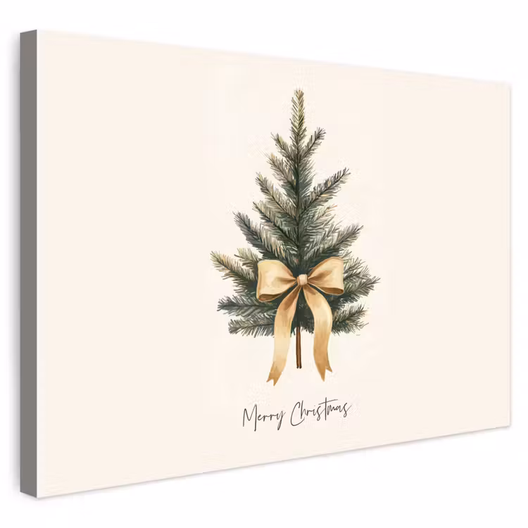 Buiten canvas - Kerstboom - Kerst - Merry Christmas - Beige — 1