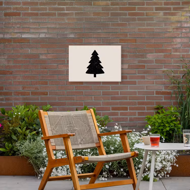 Buiten canvas - Kerstboom - Zwart - Feestdagen - Beige — 2