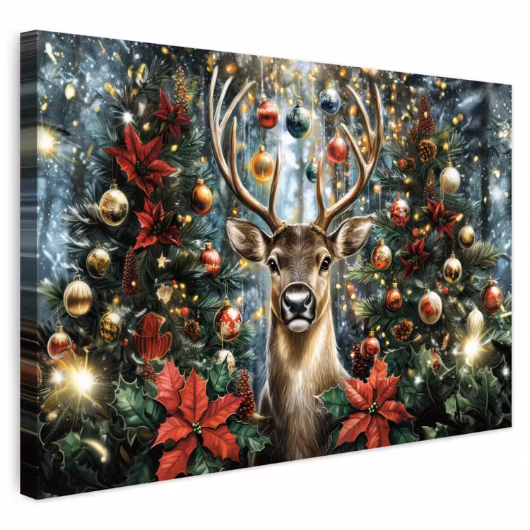 Buiten canvas - Kerstfeest - Dennenbos - Rood — 1