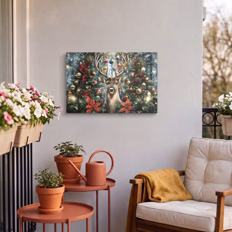 Buiten canvas - Kerstfeest - Dennenbos - Rood — 3