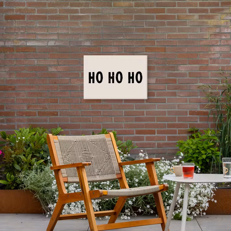 Buiten canvas - Kerstmis - Ho ho ho - Spreuken - Beige - Kerstman — 2