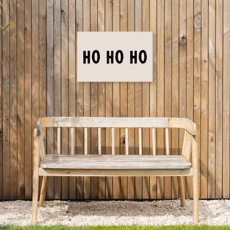 Buiten canvas - Kerstmis - Ho ho ho - Spreuken - Beige - Kerstman — 3