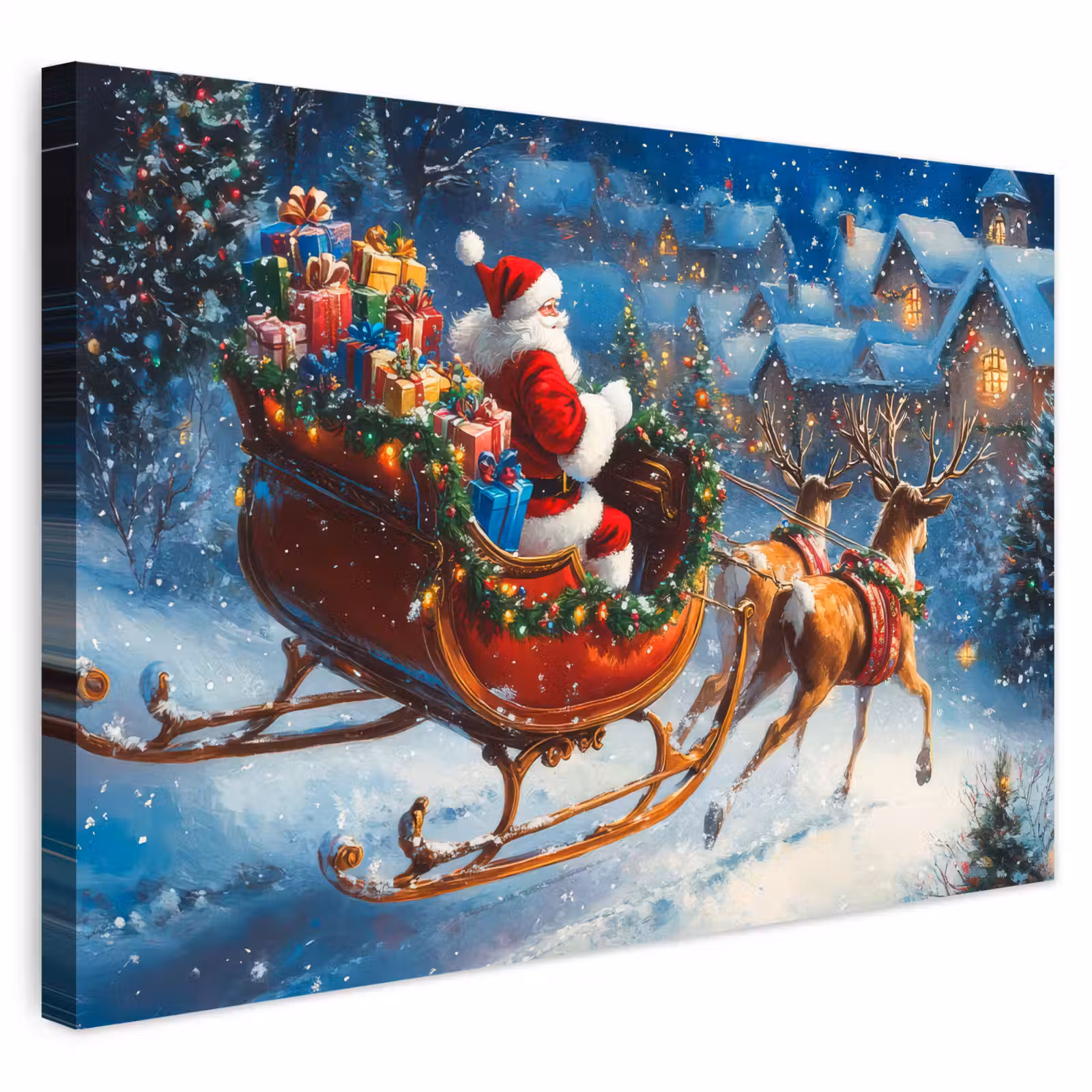 Buiten canvas - Kerstman - Rendier - Kerst - Sneeuw — 1