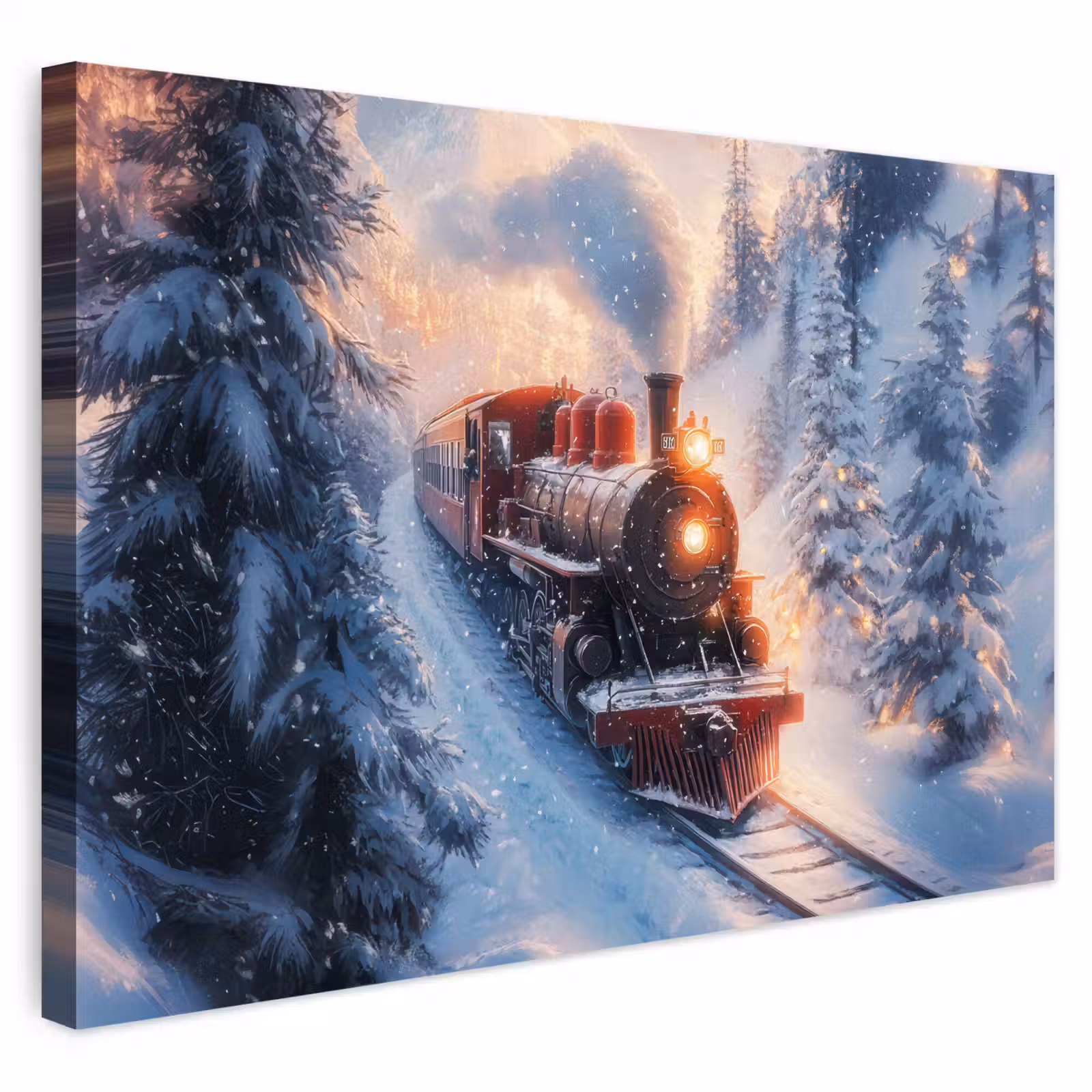 Buiten canvas - Kersttrein - Sneeuw - Winter - Kerst — 1