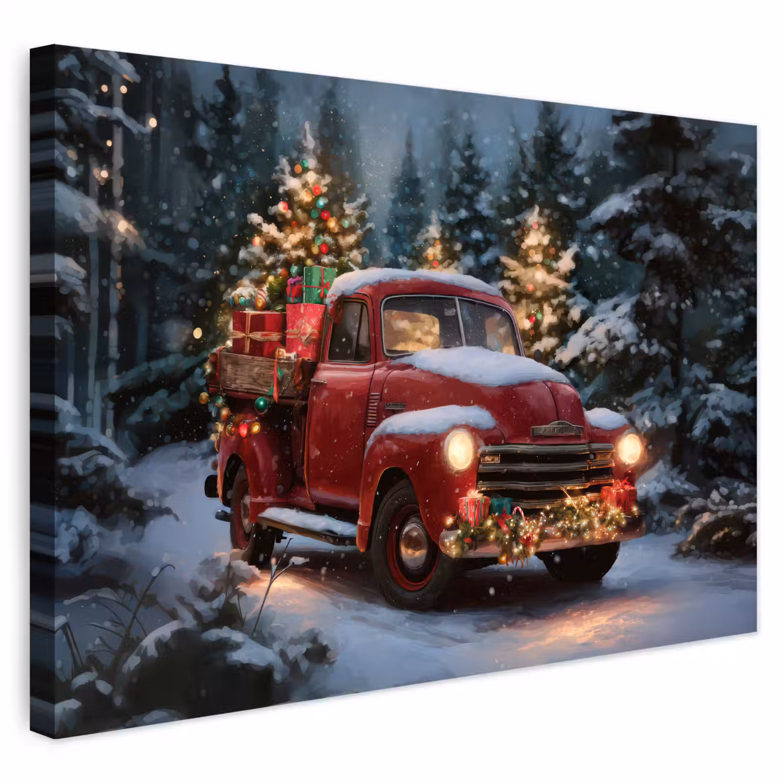 Buiten canvas - Kersttruck - Sneeuwbos - Rood — 1