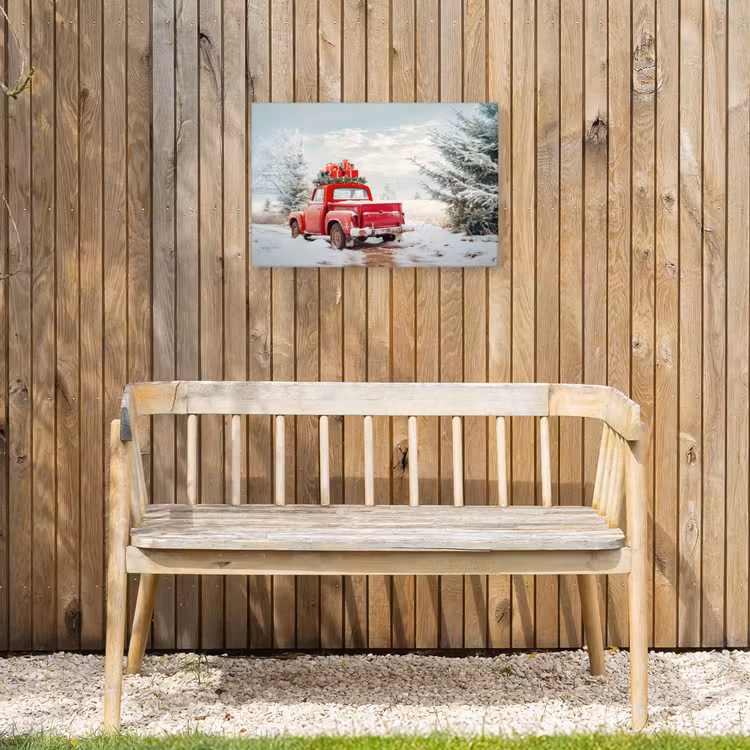 Buiten canvas - Auto - Rood - Cadeaus - Winter - Sneeuw - Kerst — 3