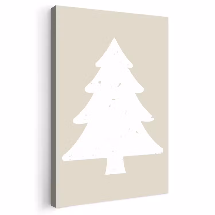 Buiten canvas - Japandi - Kerstboom - Beige - Kerstversiering — 1