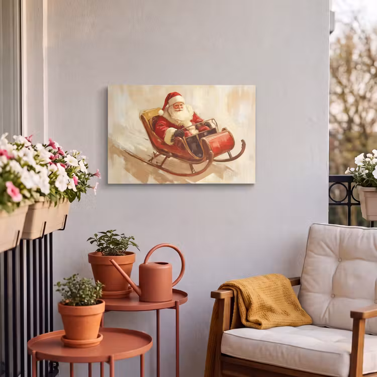 Buiten canvas - Kerst - Slee - Kerstman — 4