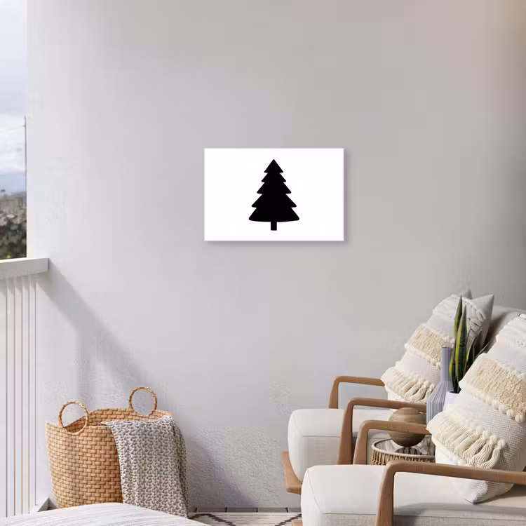Buiten canvas - Kerstboom - Zwart - Kerstmis - Feest — 4