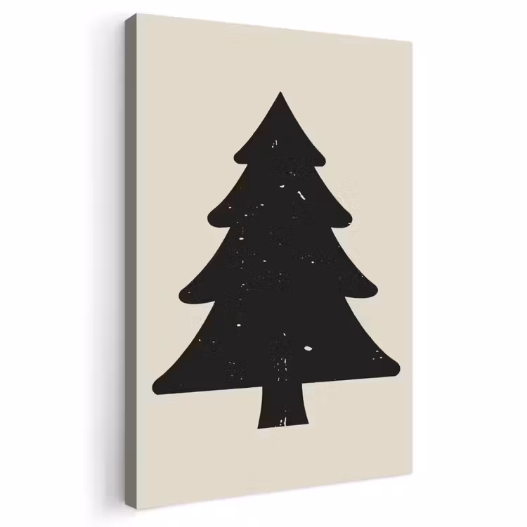 Buiten canvas - Kerstboom - Zwarte kerstboom - Boom - Japandi — 1