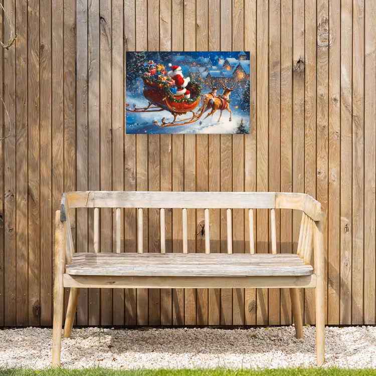 Buiten canvas - Kerstman - Rendier - Kerst - Sneeuw — 3