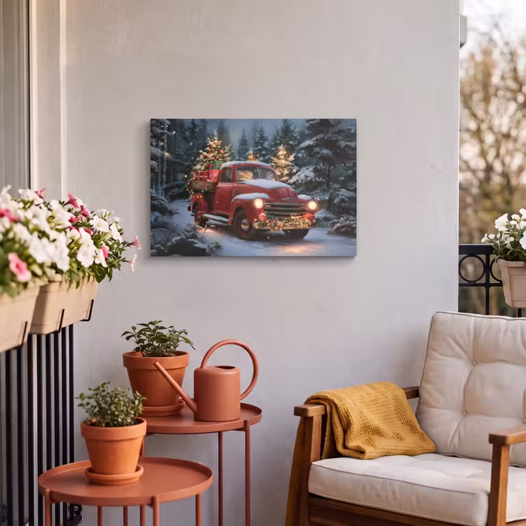 Buiten canvas - Kersttruck - Sneeuwbos - Rood — 3